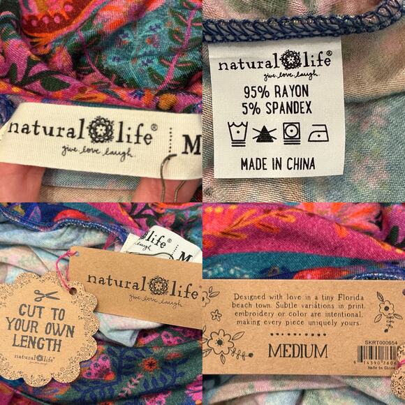 Natural Life NWT Stretch Jersey Maxi Skirt Multicolor Patchwork Hippie Festival - Picture 9 of 10